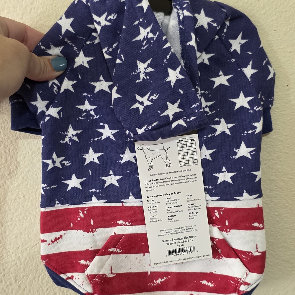 Patriotic Star and Stripe Dog Hoodie
